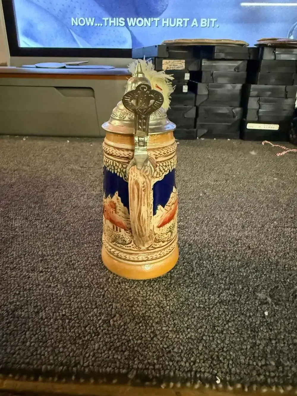 Original Gerz West Germany Rothenburg Beer Stein with Pewter Lid